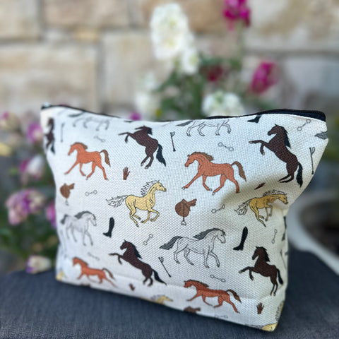 Blissful Equestrian Print Zip Bag