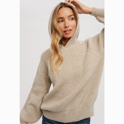 BluIvy Relaxed Knit Hoodie - Oatmeal