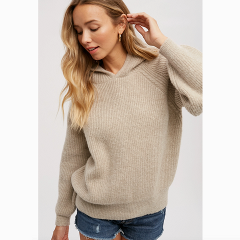 BluIvy Relaxed Knit Hoodie - Oatmeal