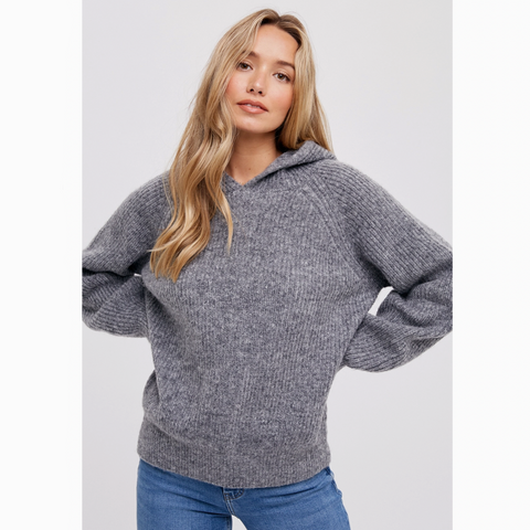 BluIvy Relaxed Knit Hoodie - Grey